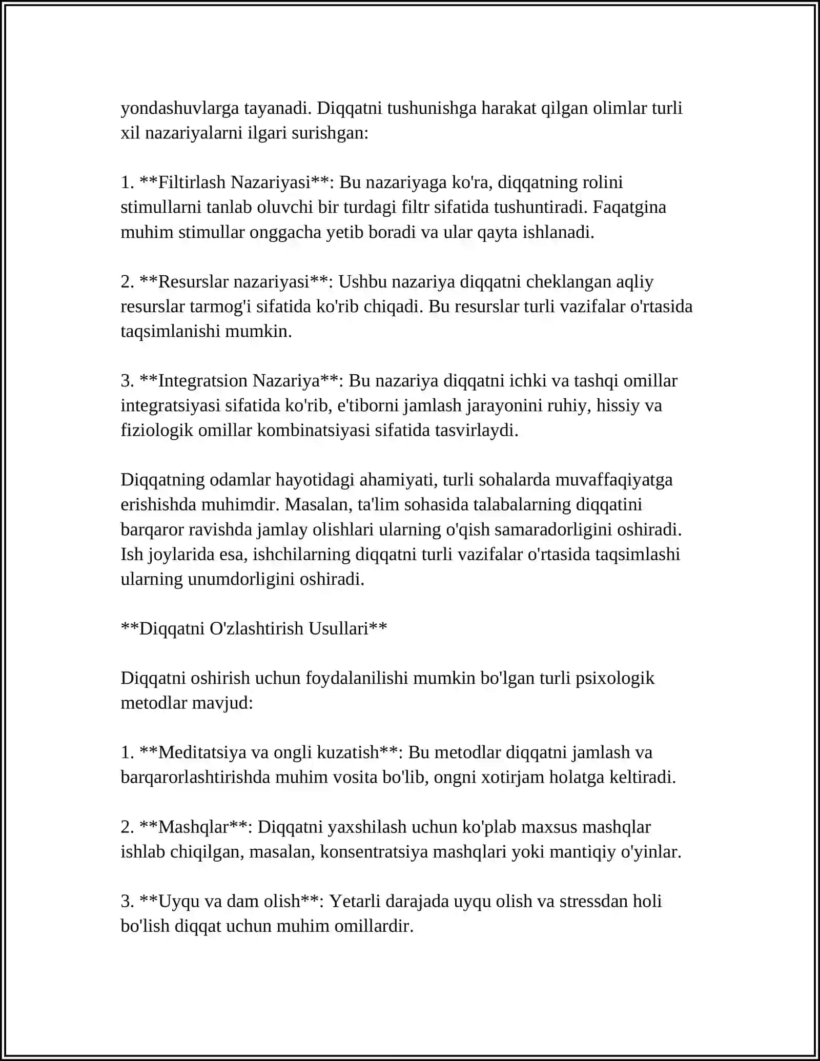 DIQQAT VA UNING TURLARI 4