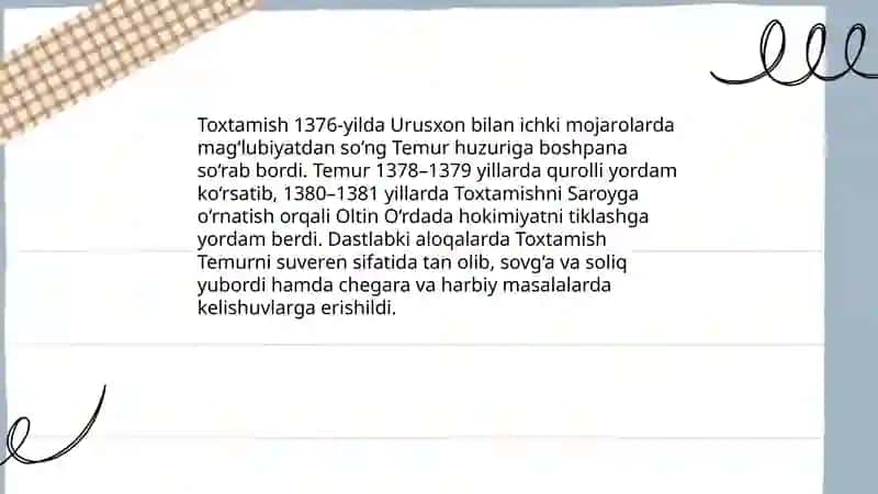 Amir Temurning Oltin O'rda davlati bilan munosabatlari 4