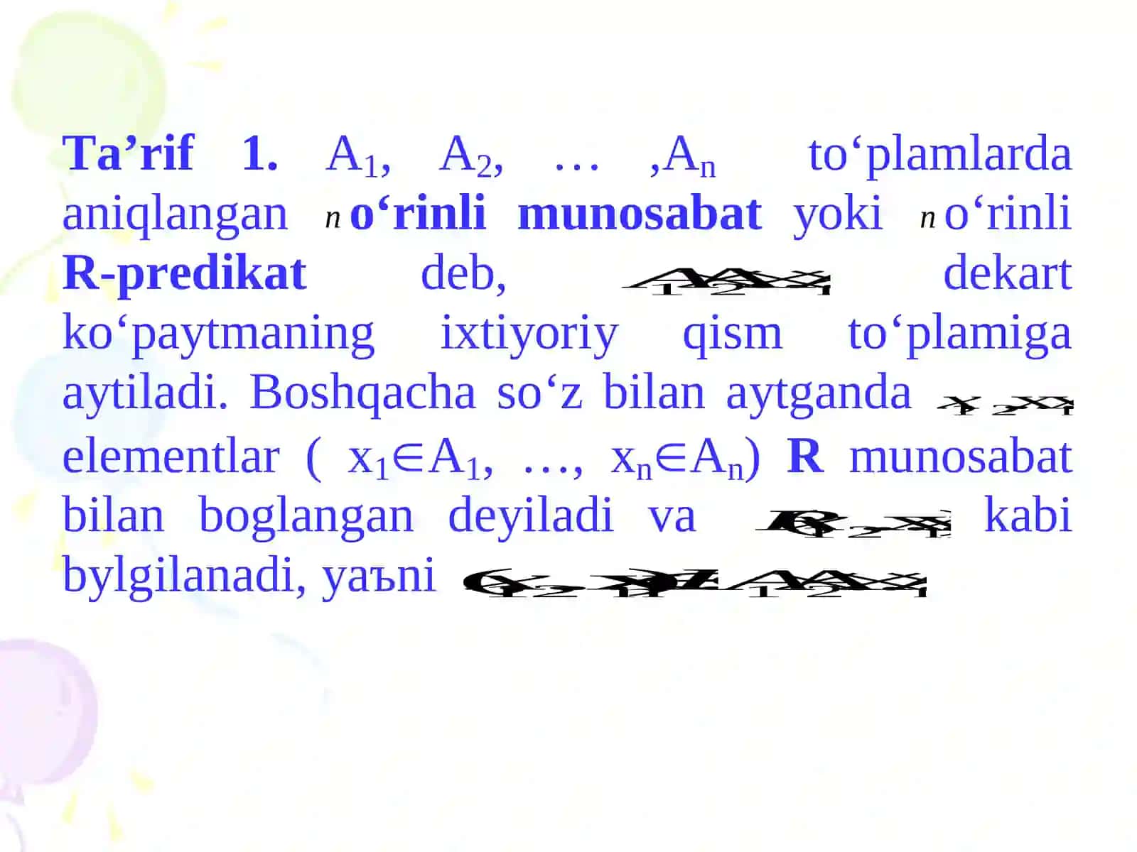 To‘g‘ri (Dekart) ko‘paytma.Munosаbаt. Ekvivаlentlik munosаbаti 4