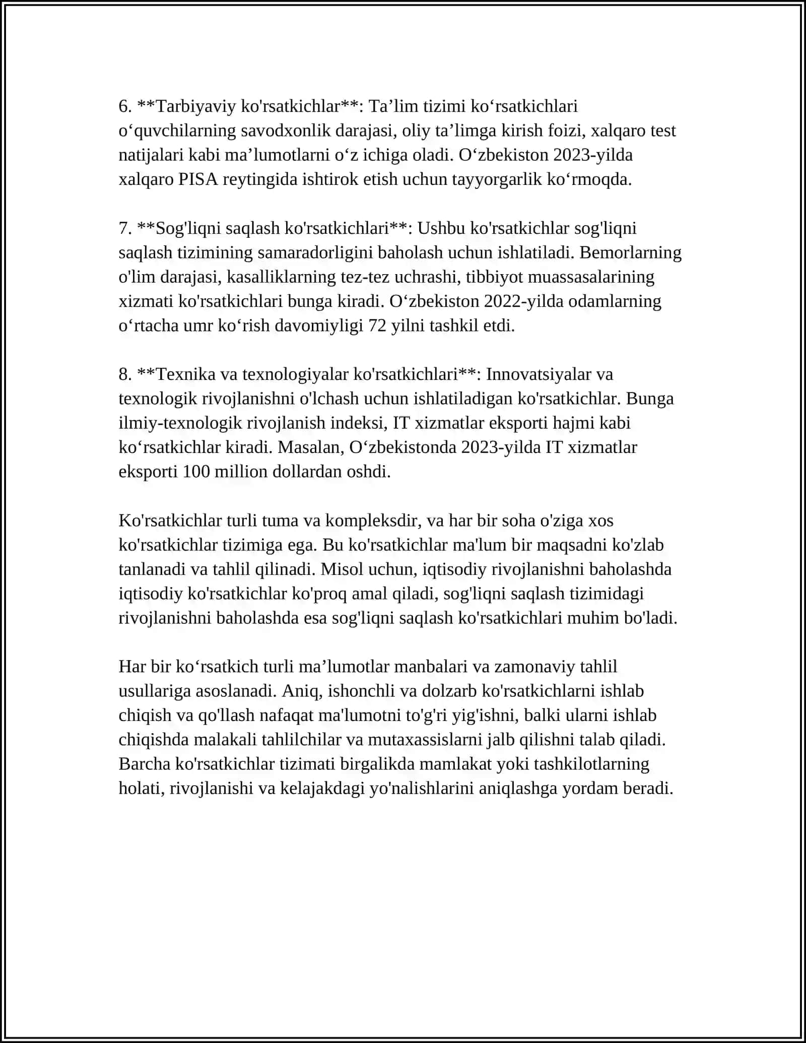 KOʻRSATKICHLAR BILAN ISHLASH TEXNALOGIYALARI 4