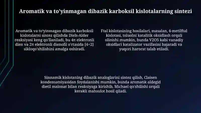 Aromatik va toʻyinmagan ikki asoslikarbonkislotalar 4