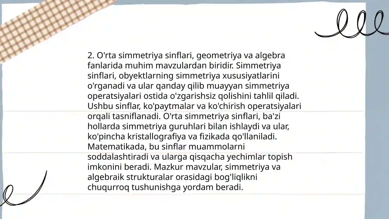 Yuqori simmetriya sinflari 4