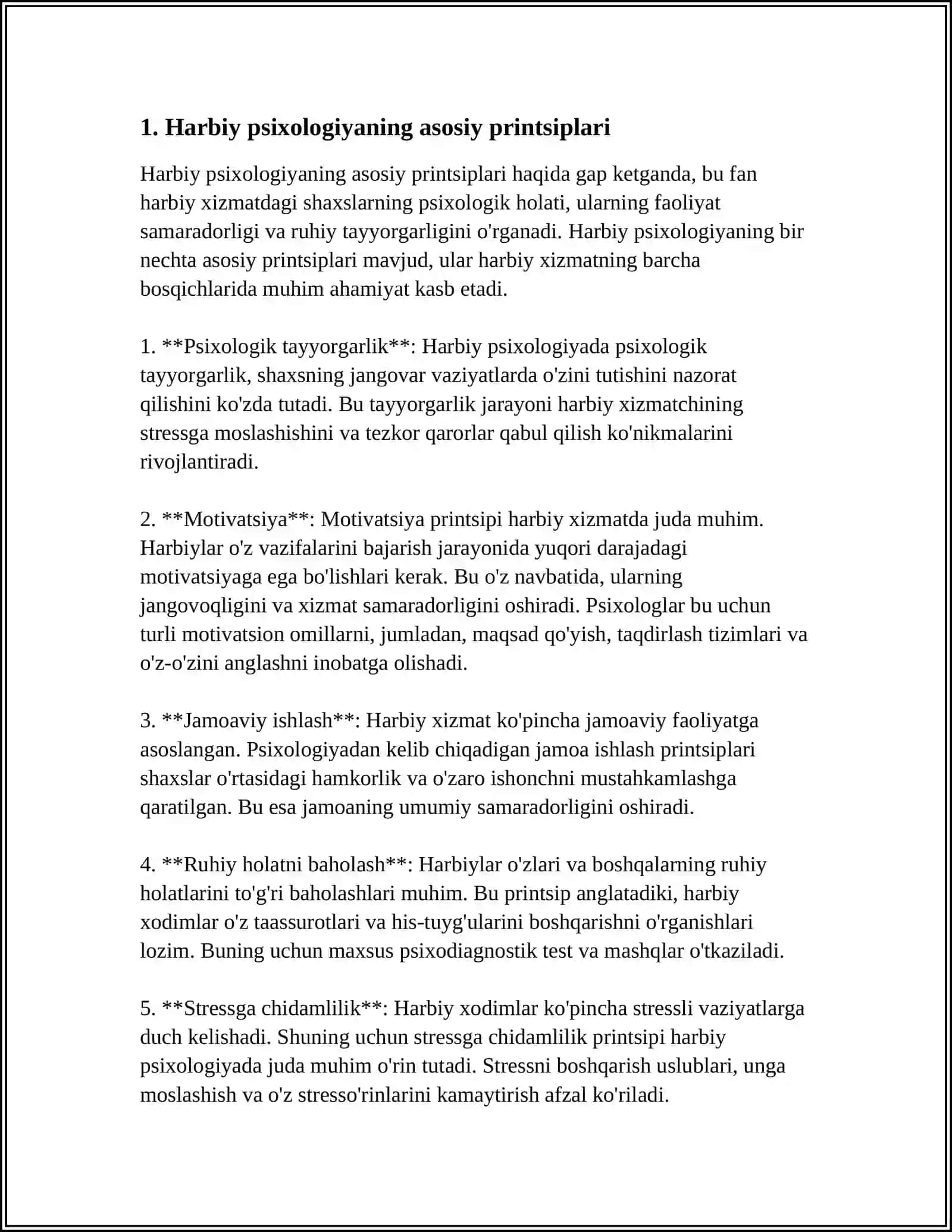TЕZ TIBBIY-PSIХОLОGIK YORDАM. HАRBIY PSIХОLОGIYA VА PSIХОTЕRАPIYA 4