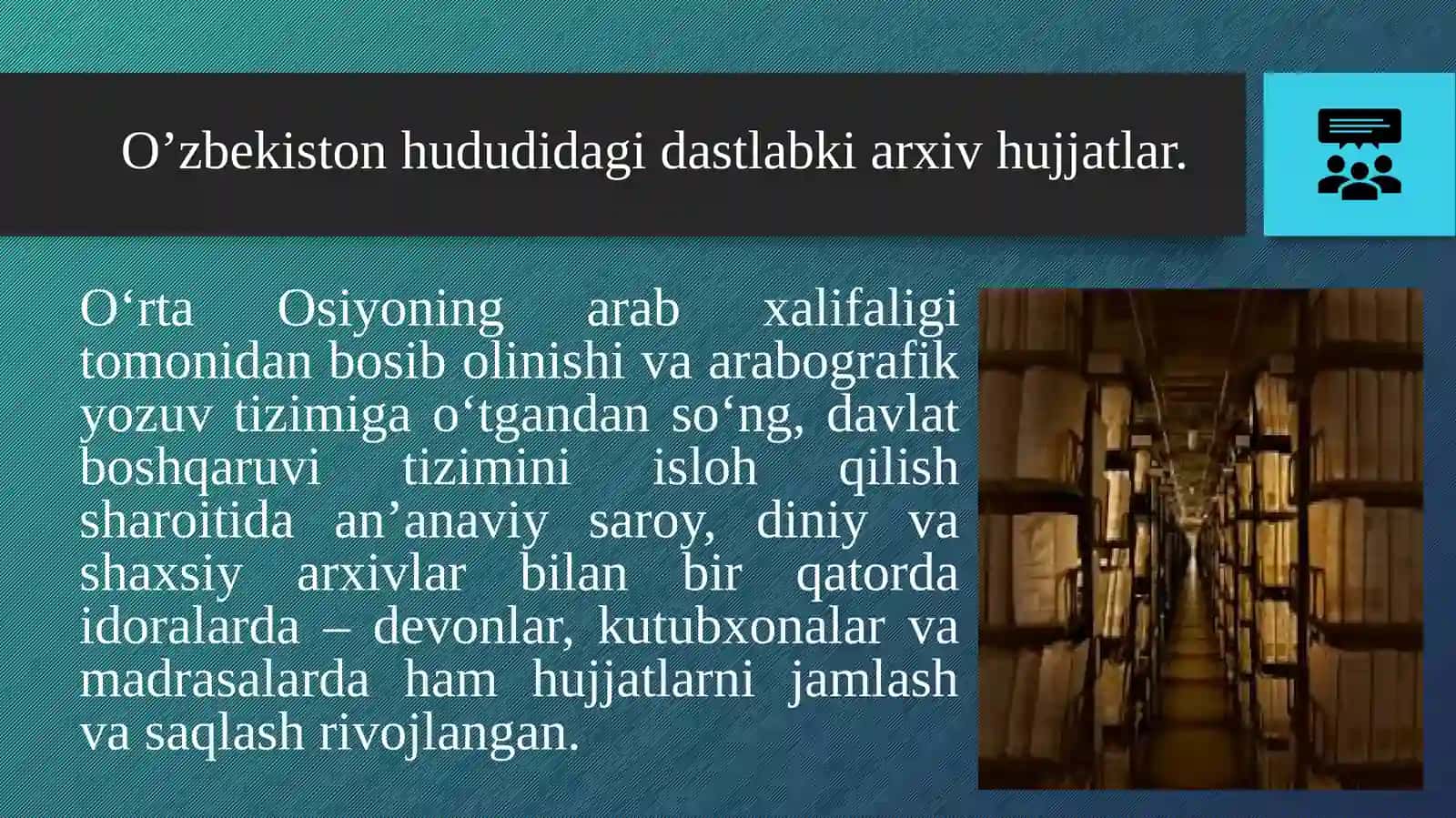 O‘zbekiston hududida dastlabki arxivlarning tashkil etilishi 4