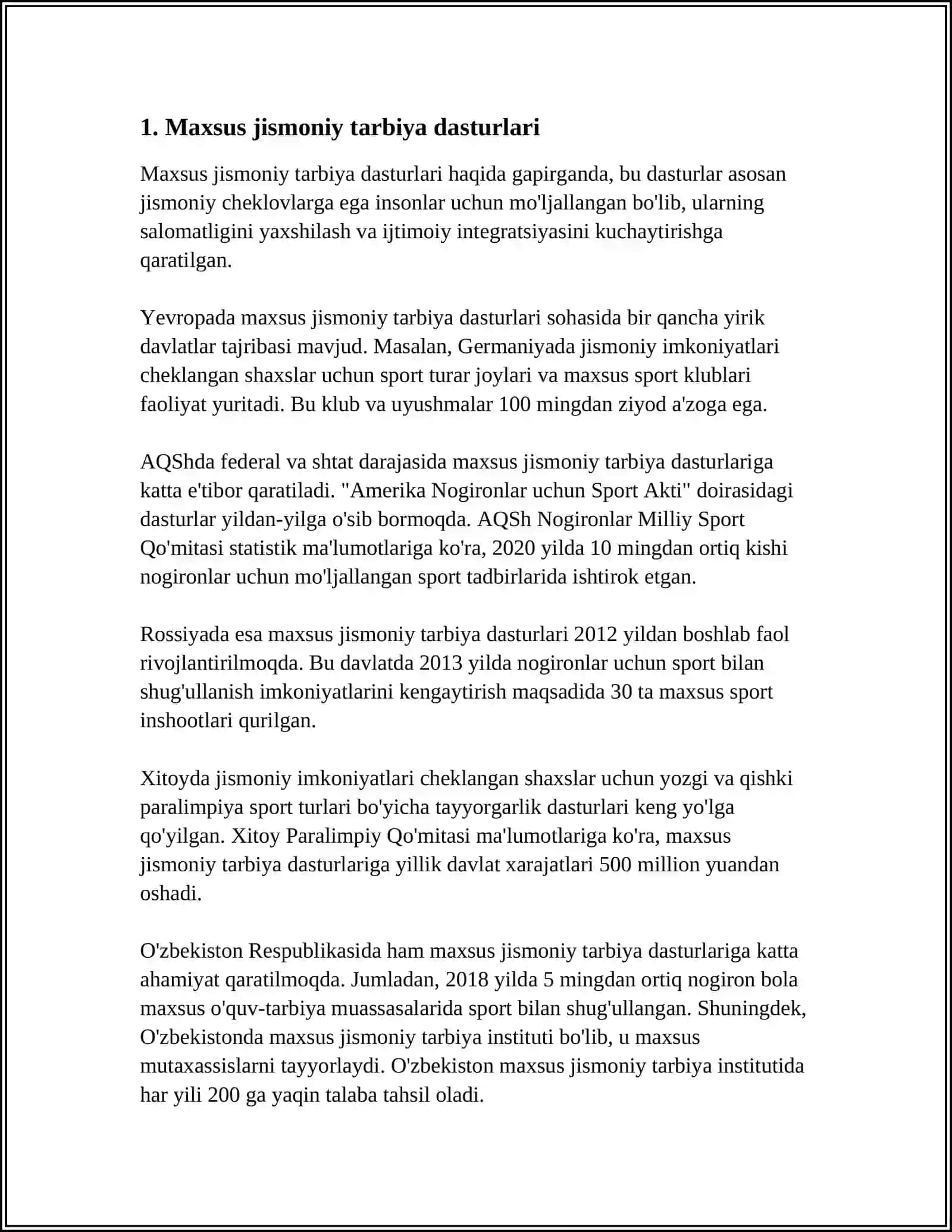 Maxsus jismoniy tarbiya dasturlari 4