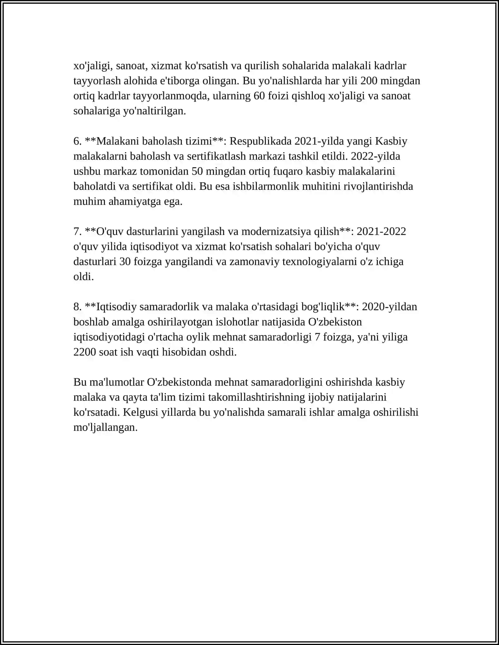 O‘ZBEKISTONDA ISHLAB CHIQARISH OMILLARI SAMARADORLIGINI OSHIRISH YO‘LLAR 4
