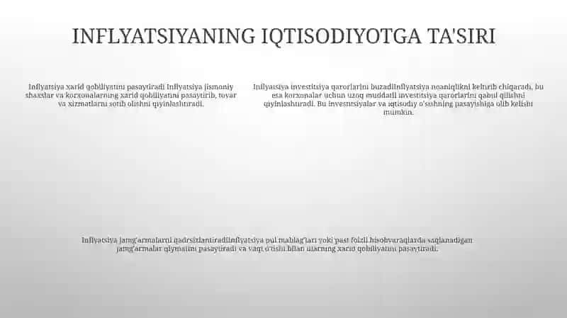 O‘zbekistonda inflyatsiya: Tahlil Tadqiqot 4