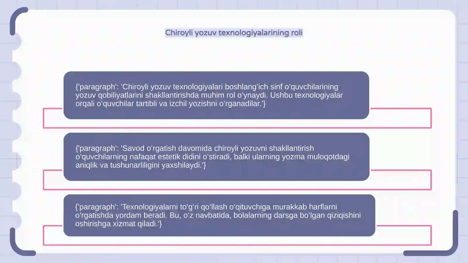 Savod oʻrgatish davrida chiroyli va behato yozishga oʻrgatish texnologiyasi 4