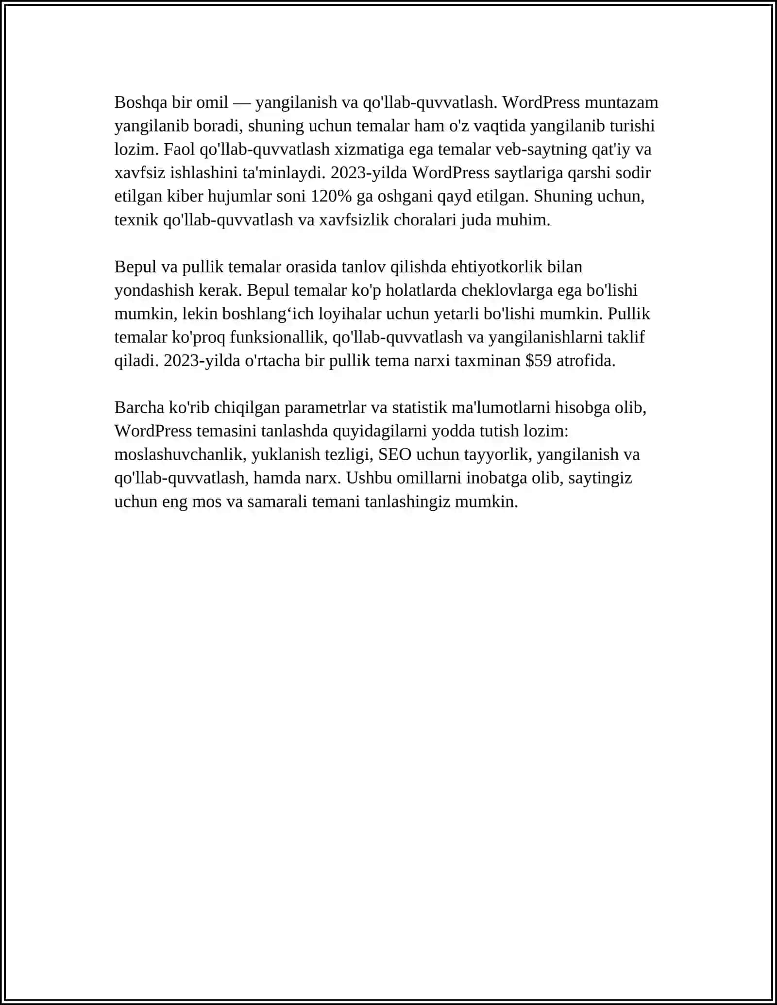 WORDPRESS PLATFORMASIDA SAYT DIZAYNINI ISHLAB CHIQISH. WEB-SAYTGA KONTENTLAR JOYLASHTIRISH 4