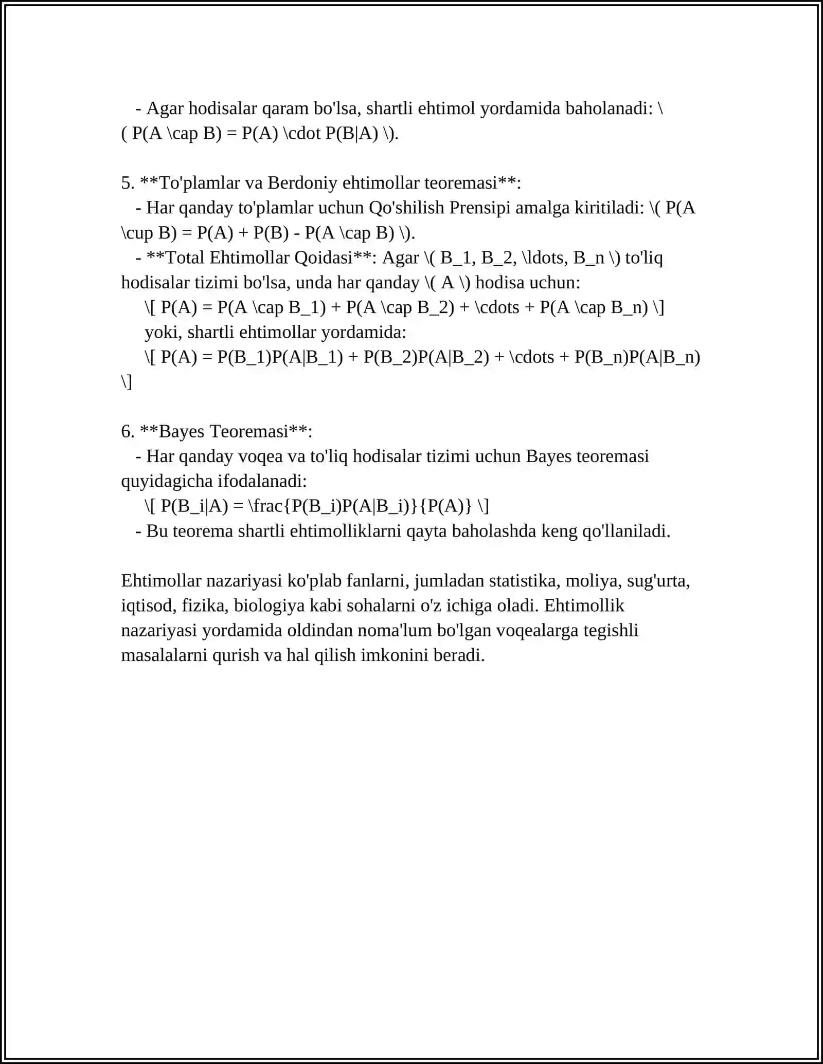 IXTISOSLIK FANLARI VA MUXANDISLIK MASALALARIDA EHTIMOLLAR NAZARIYASINING TATBIQLARI 4