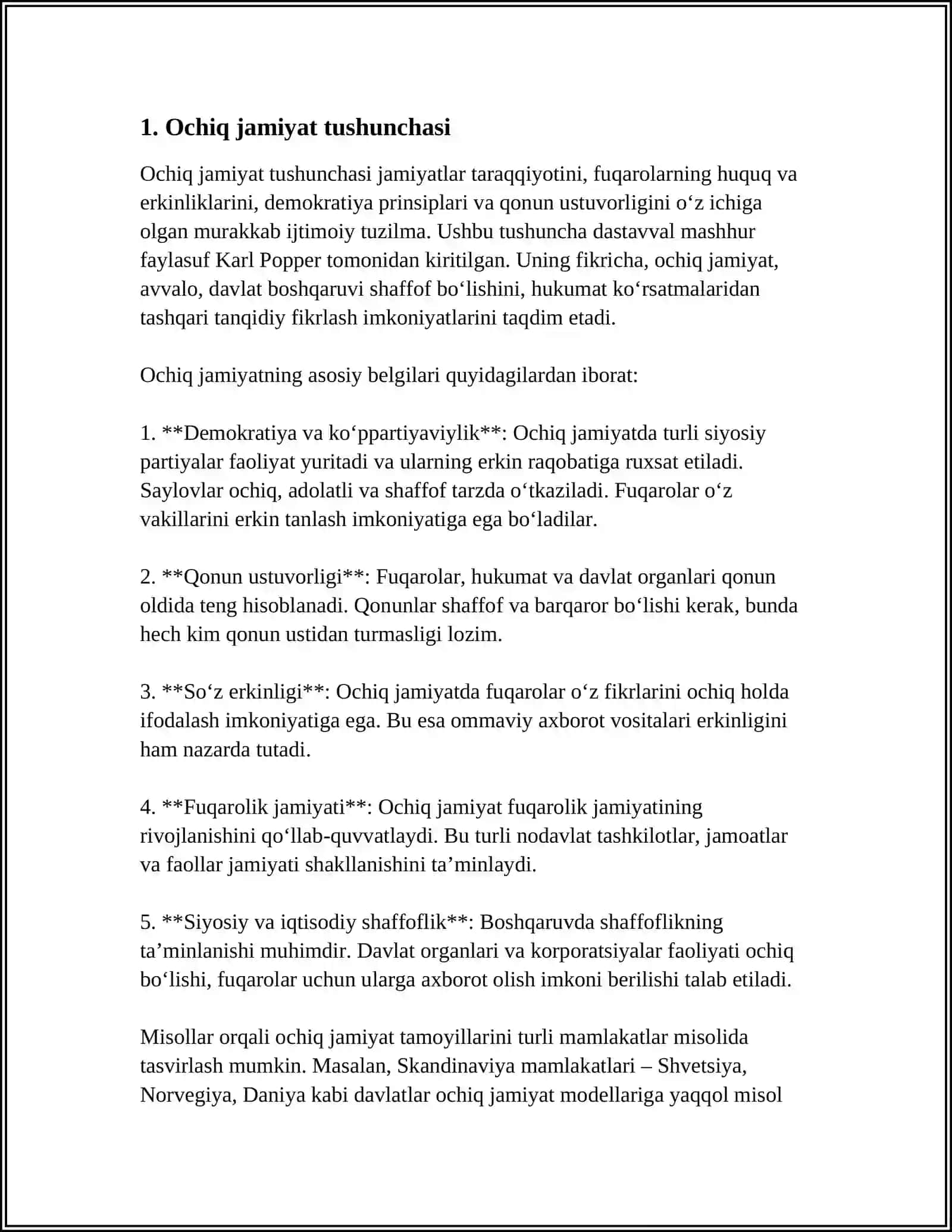 K. POPPERNING “OCHIQ JAMIYAT VA UNING DUSHMANLARI” ASARIDA BAYON ETILGAN IJTIMOIY – SIYOSIY MUNOSABATLAR 4