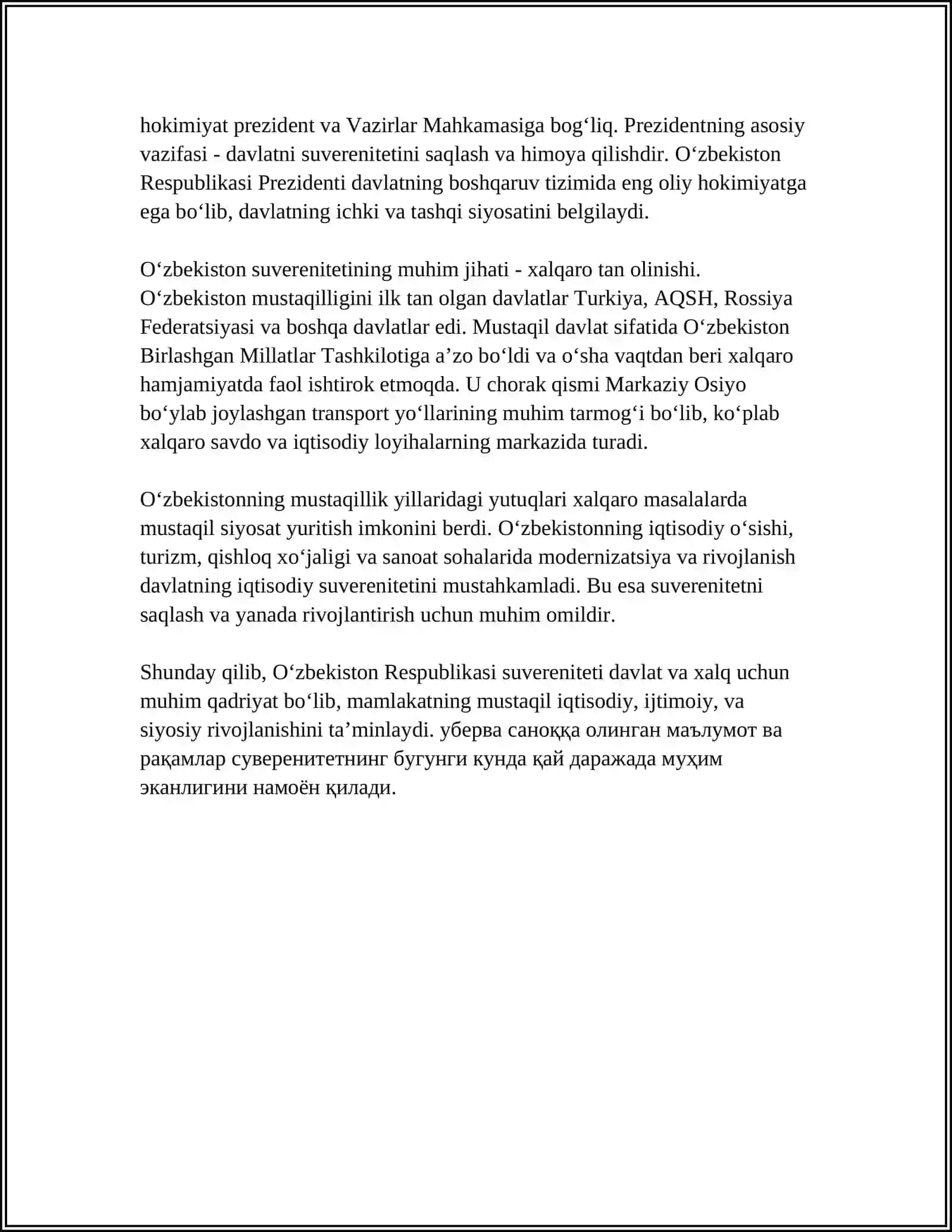 O'ZBEKISTON RESPUBLIKASI KONSTITUTSIYASI ASOSIY QONUNI 4