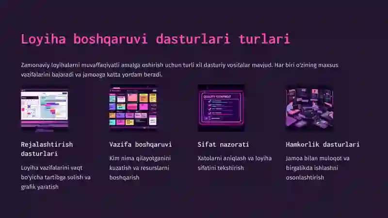Loyiha boshqaruvi uchun dasturiy ta'minot turlari 4
