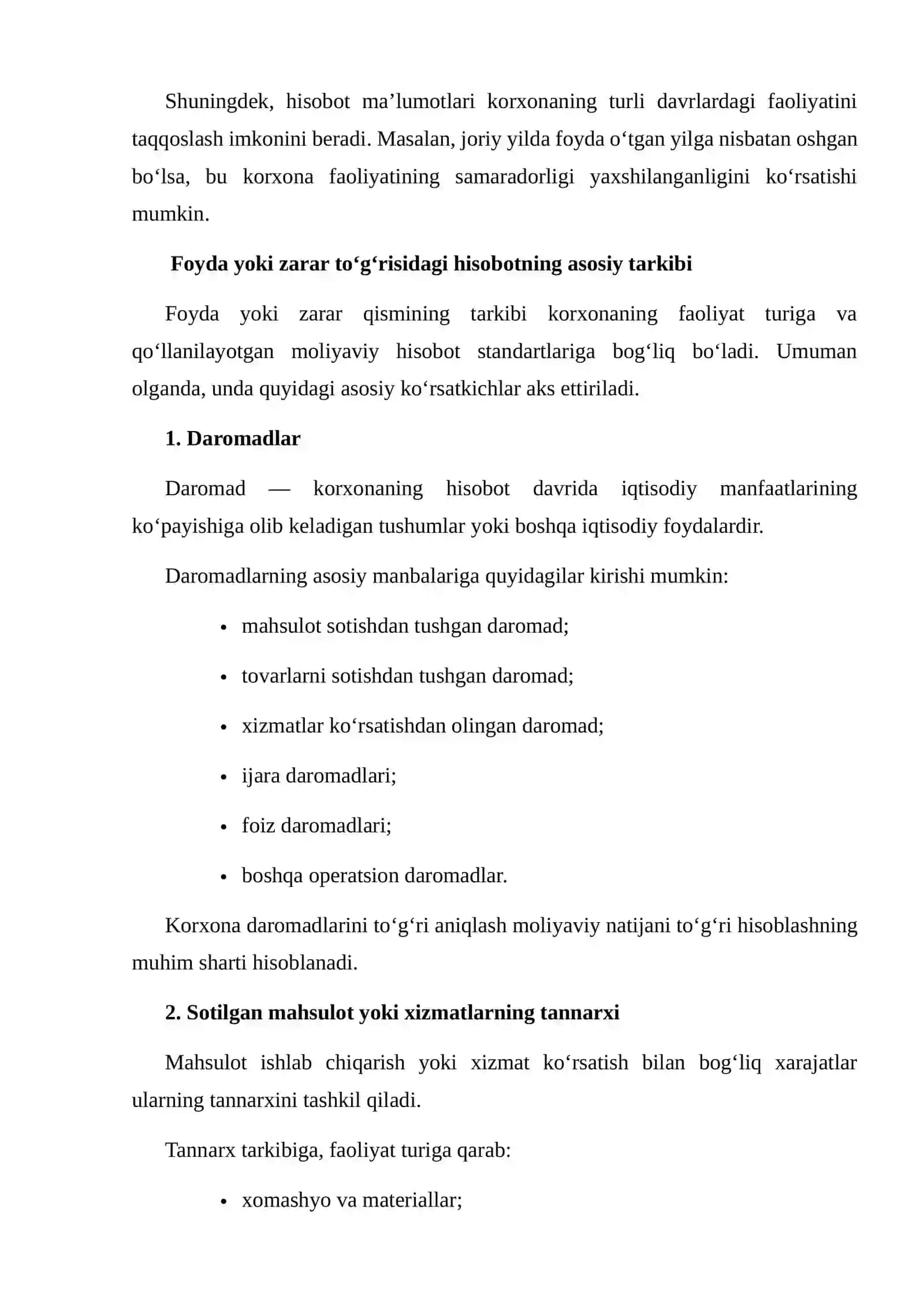 Foyda yoki zarar va boshqa umumlashgan daromad hisobotlari 4