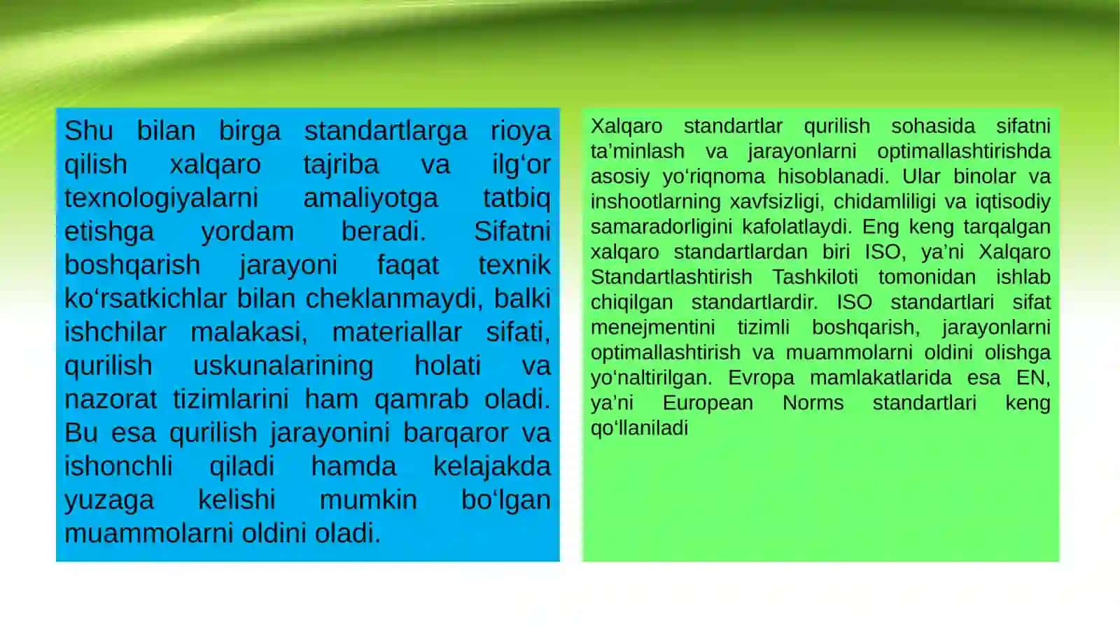 Qurilish sifatini boshqarish bo'yicha xalqaro standartlar 4