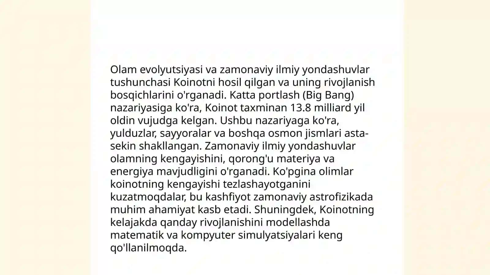 Olam tuzilishi haqida zamonaviy tasavvurlarni shakllantirish 4