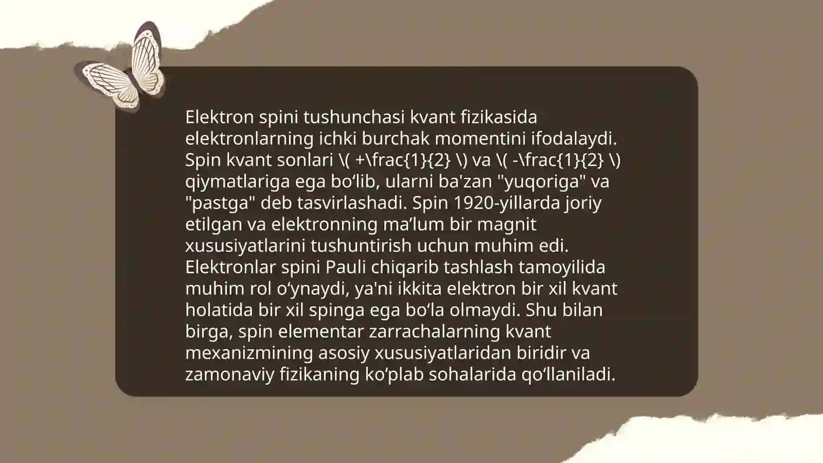 Ulenbek va gandsmid tajribalari va elektron spini 4