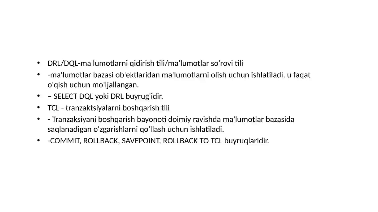SQLtili.SQLoperatorlarniyozish 4