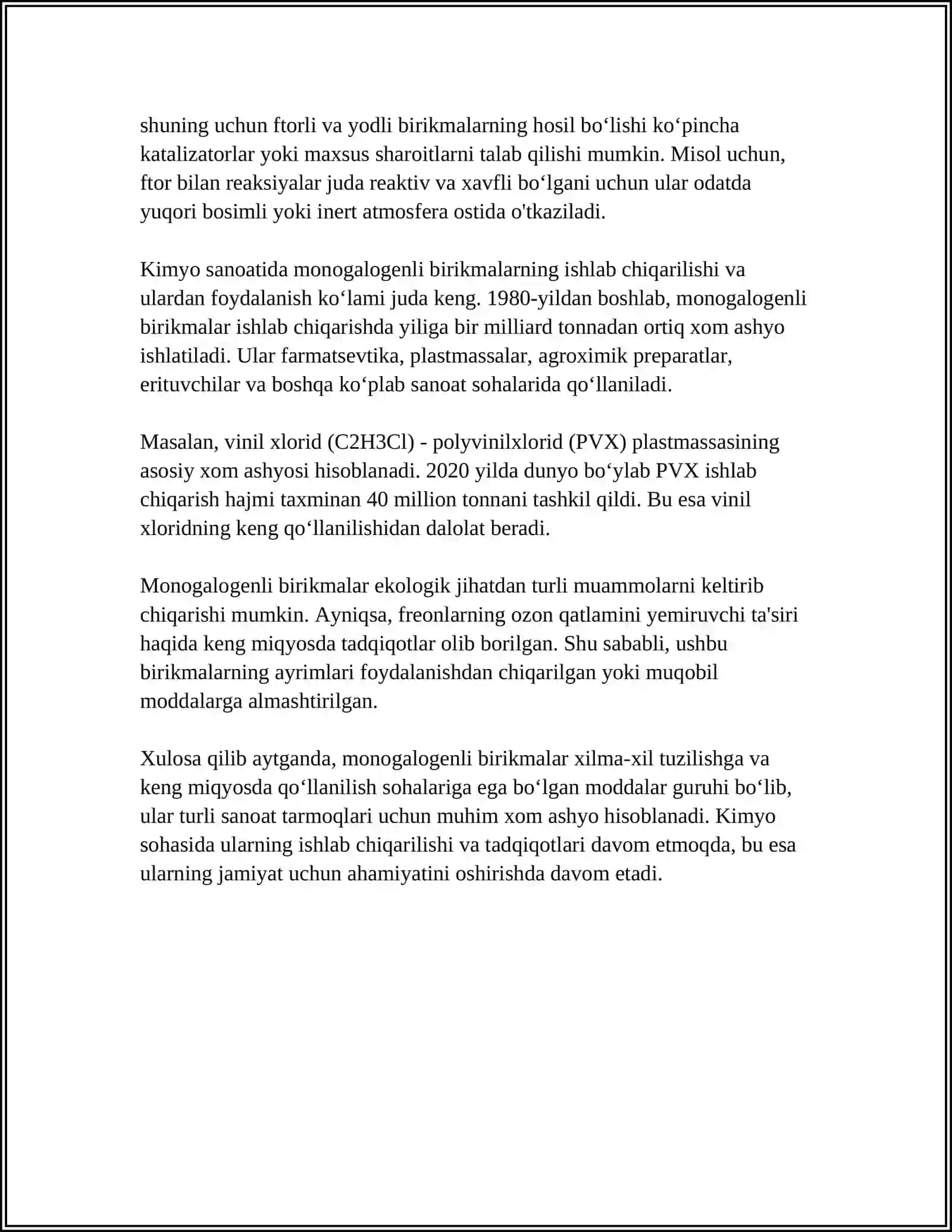 MONO-, DI- VA POLIGALOGENLI HOSILALAR 4