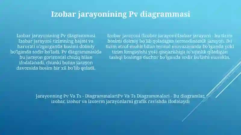 Izobar Jarayon. Jarayonning Pv Va Ts - Diagrammalari 4