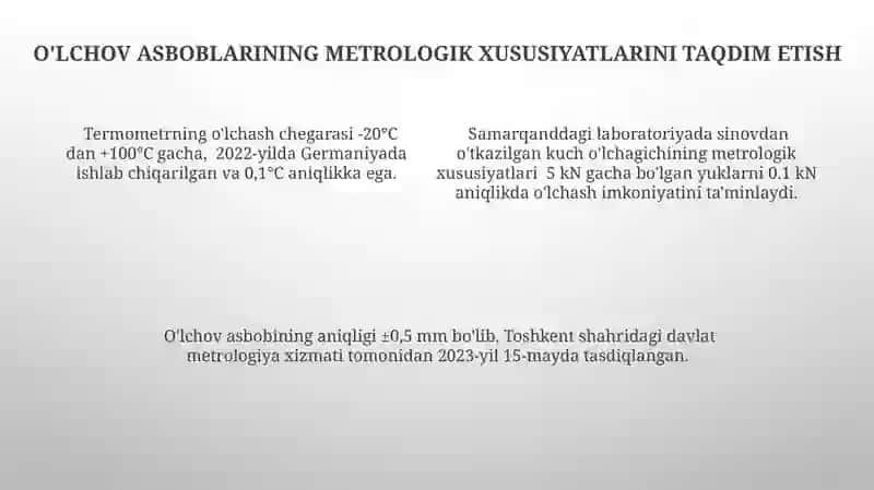 O'lchov asboblarining metrologik xususiyatlarini yakuniy shaklda taqdim etish 4