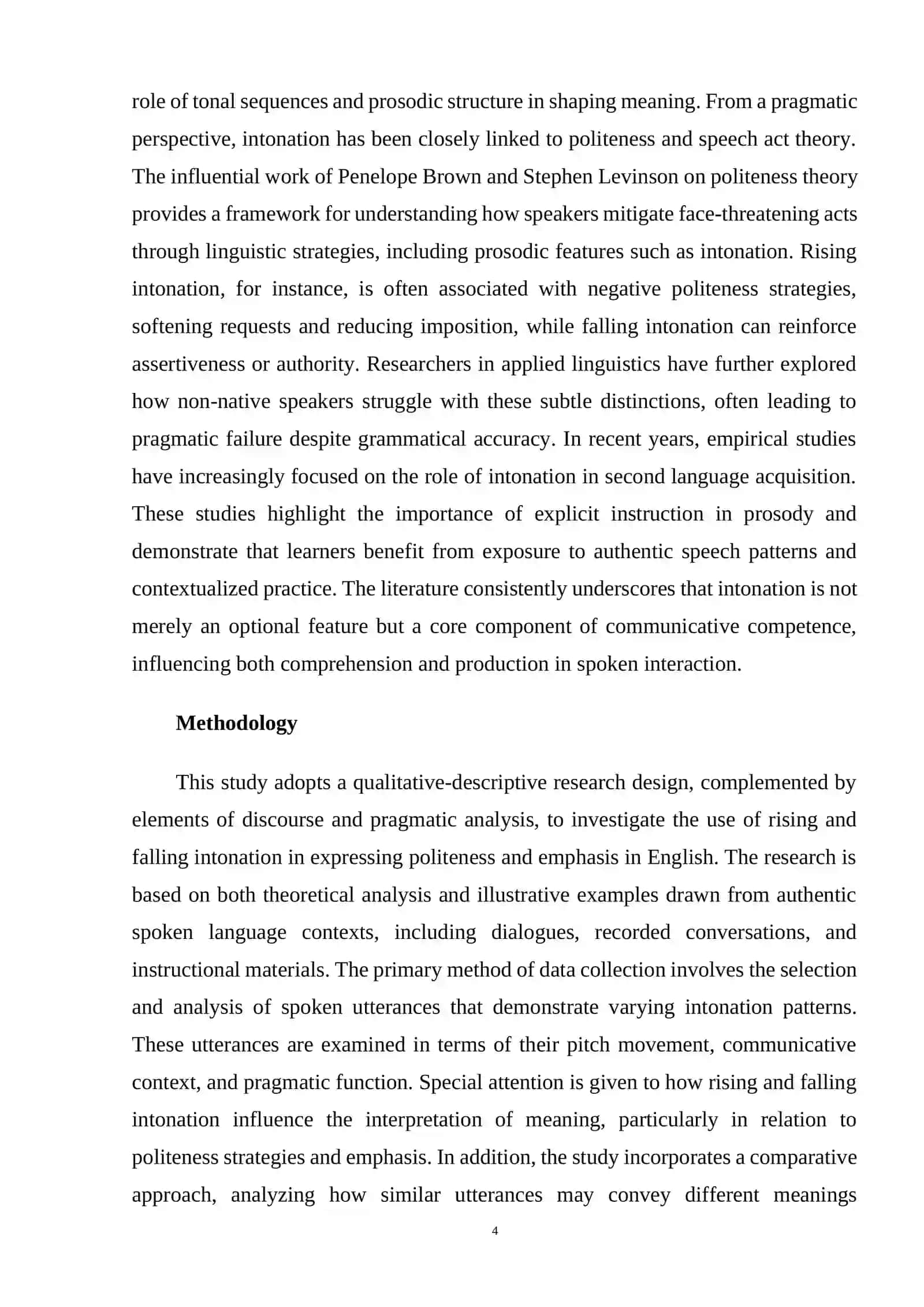 Rising and Falling Intonation for Politeness and Emphasis Table of Contents 4