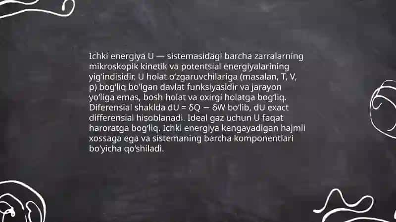Termodinamikaning 1-qonuni.Ichki energiya 4