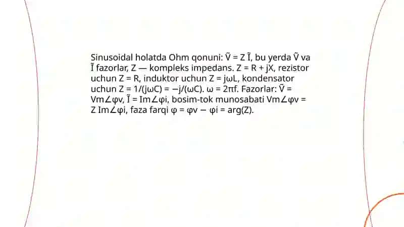 Passiv elementlardagi sinusoidallik tok 4