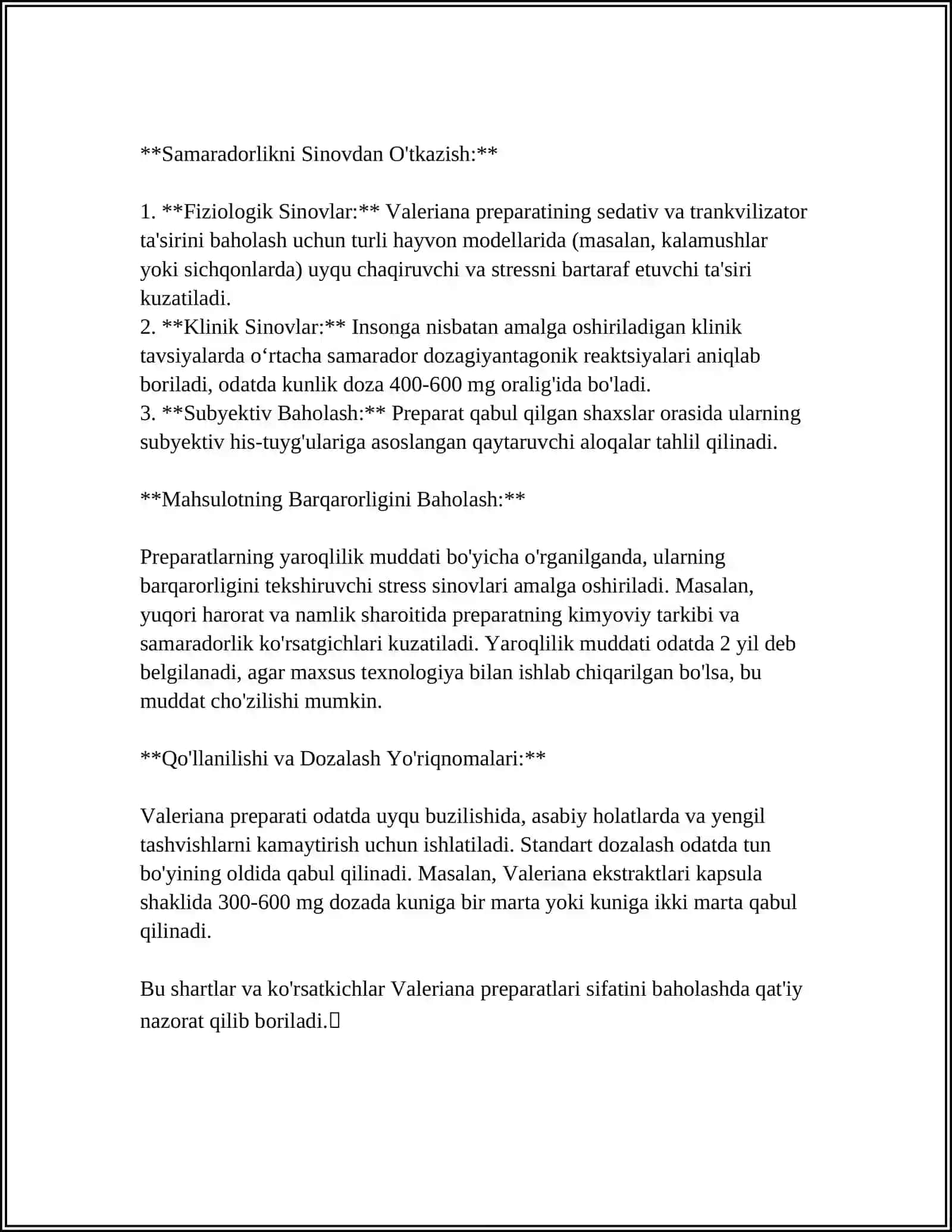 VALERINANA, ERMON, KALAMPIR YALPIZ VA BELLADONNA NASTOYKALARINI SIFATINI BAHOLASH 4