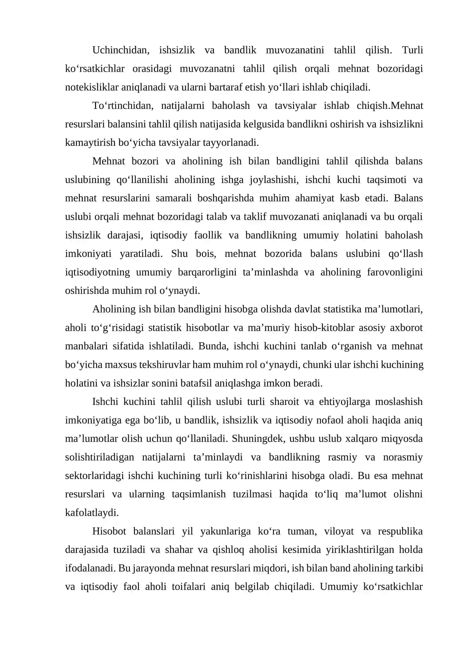 Mehnat Bozori va Aholi Ish Bilan Bandligini Tahlil Qilishning Balans Uslubi 4