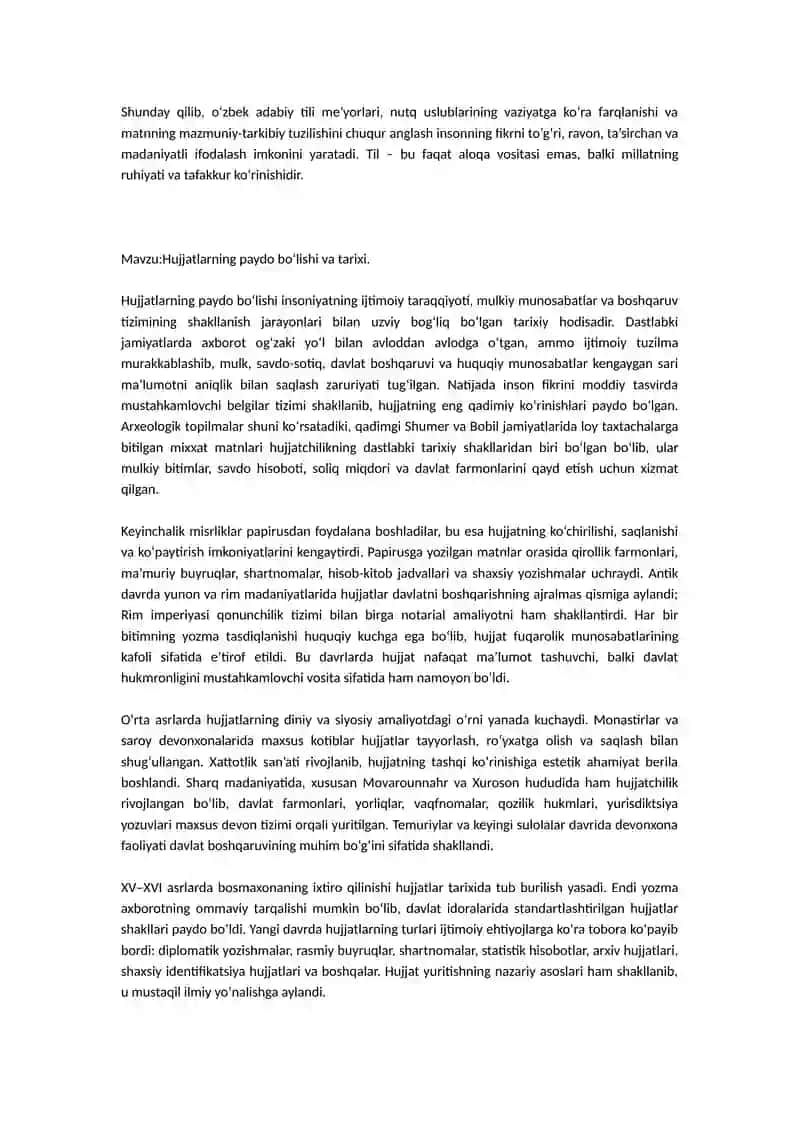 Davlat yilida ish yuritish fanidan mustaqil talim 4