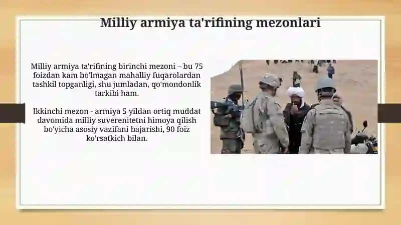 Milliy armiya ta'rifining qonuniyligi va mezonlari 4