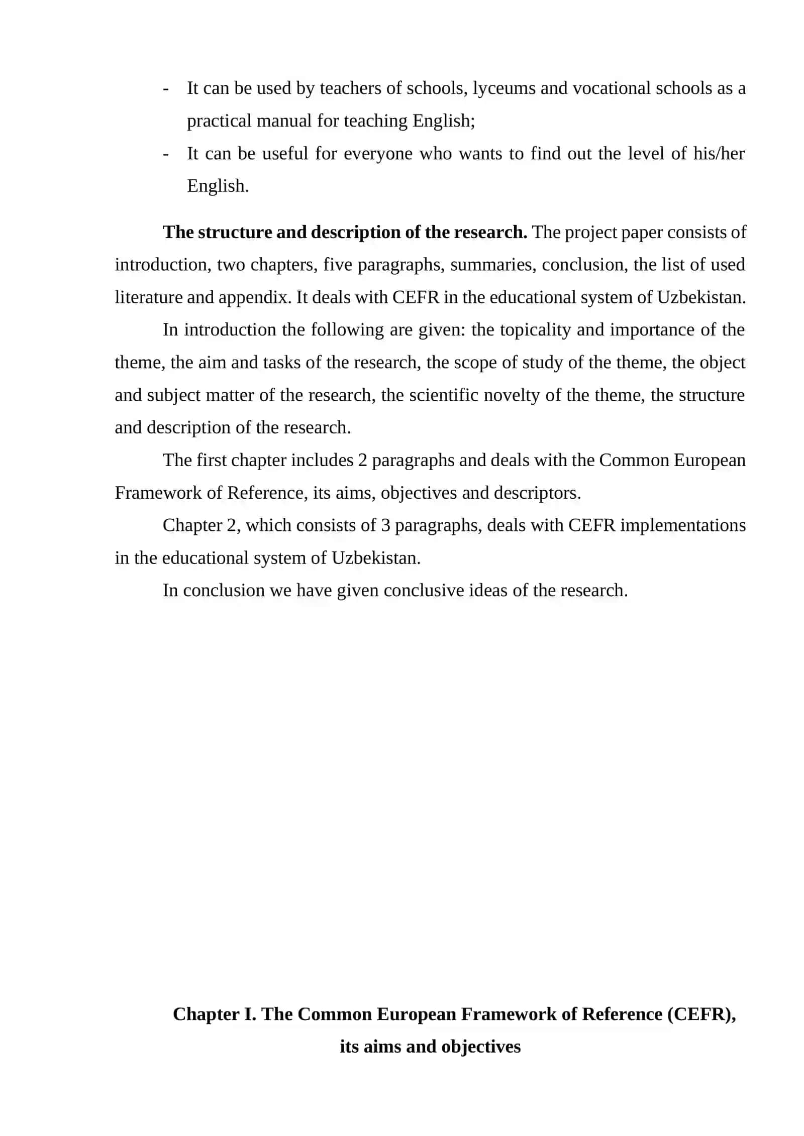 The Common European Framework of Reference (CEFR), its aims and objectives 4
