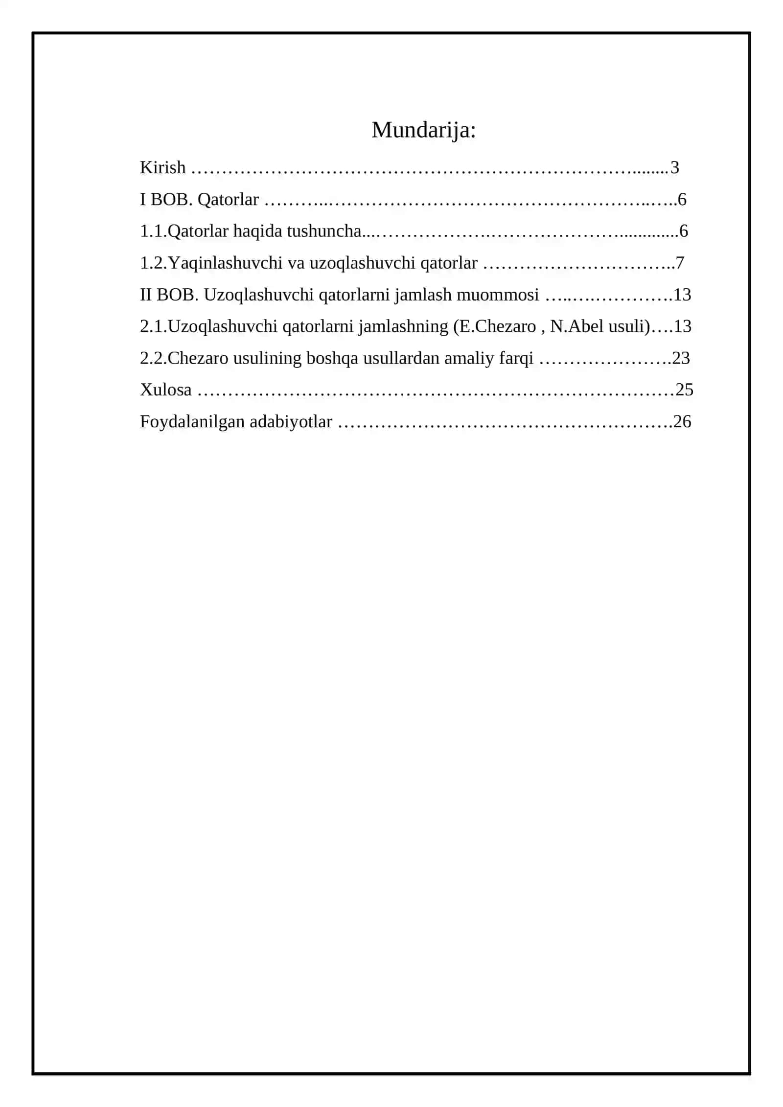 "Uzoqlashuvchi qatorlarni (E.Chezaro, N.Abel usuli) orqali yig‘ish" 4