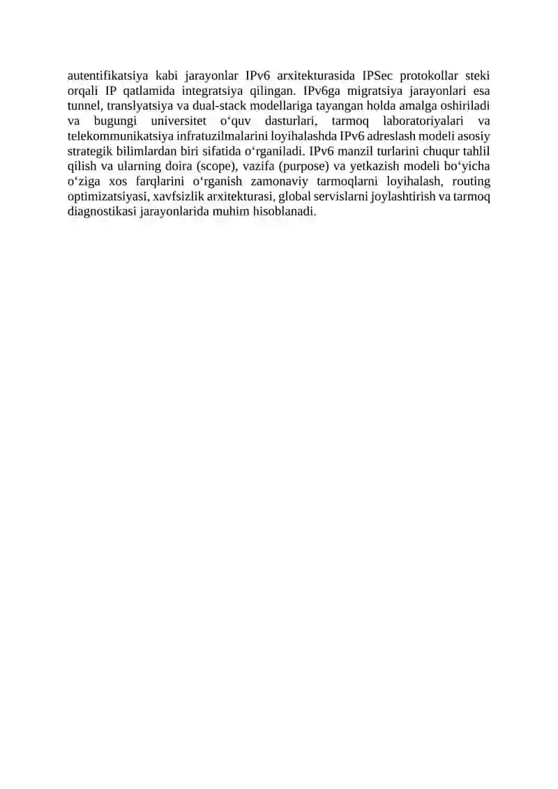 IPv6 protokoli, manzil turlari 4