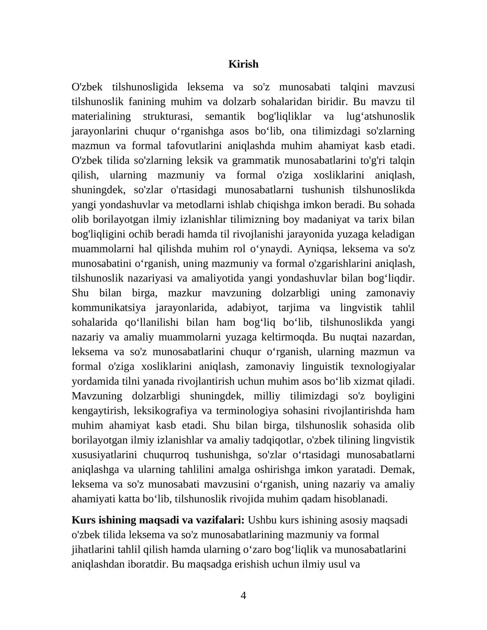 O'zbek tilshunosligida leksema va so'z munosabati talqini 4