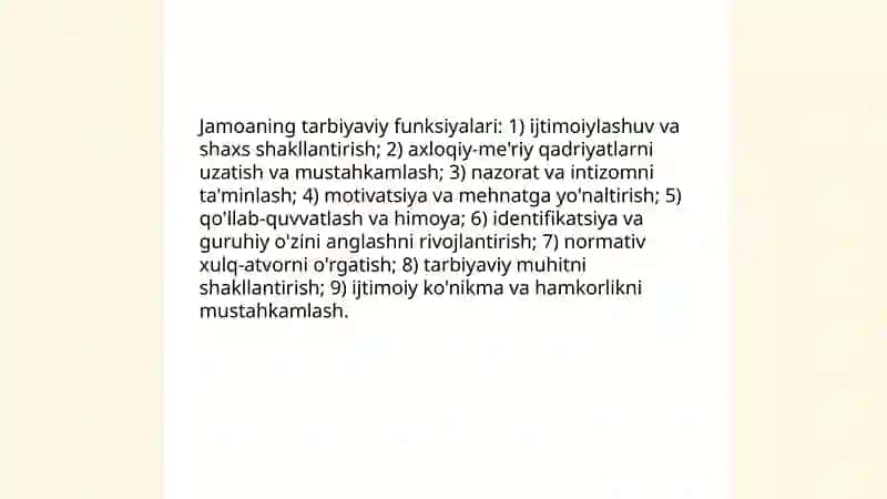 Jamoa tarbiya obyekti va subyekti sifatida 4