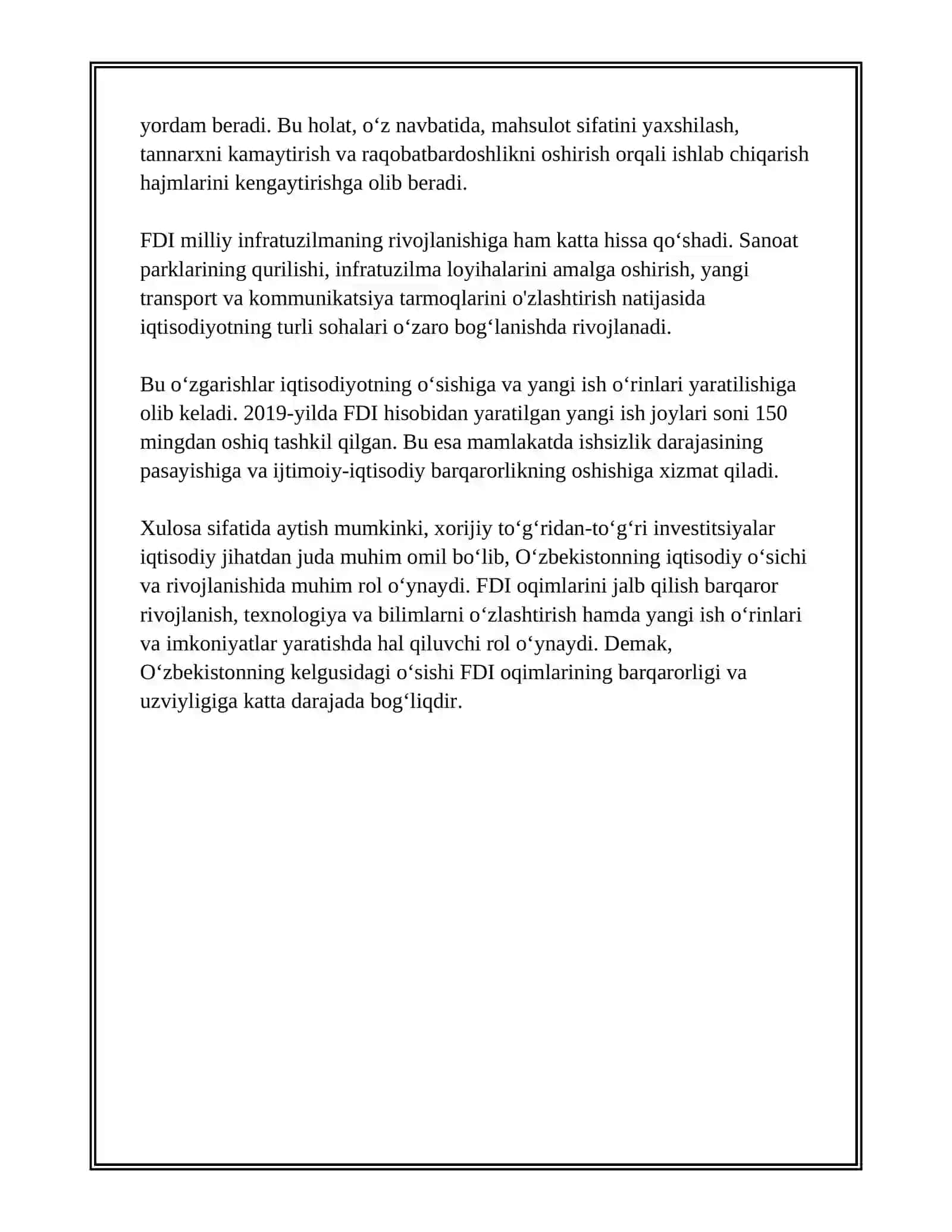 ÒZBEKISTON IQTISODIYOTIDA INVESTITSIYA FAOLLIGI VA UNING ÒSISHGA TASIRI 4