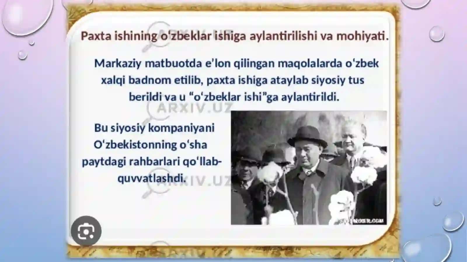 O‘zbekistonda 50-70 yillarda paxta yakkahokimligining kuchayishi va ekologik muammolarning kelib chiqishi 4