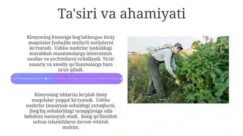 Kimyoning dolzarb masalalariga bag'ishlangan ilmiy maqolalar 4