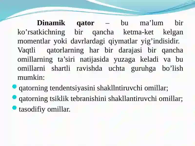 Dinamik qatorlarda ekonometrik modellashtirish 4
