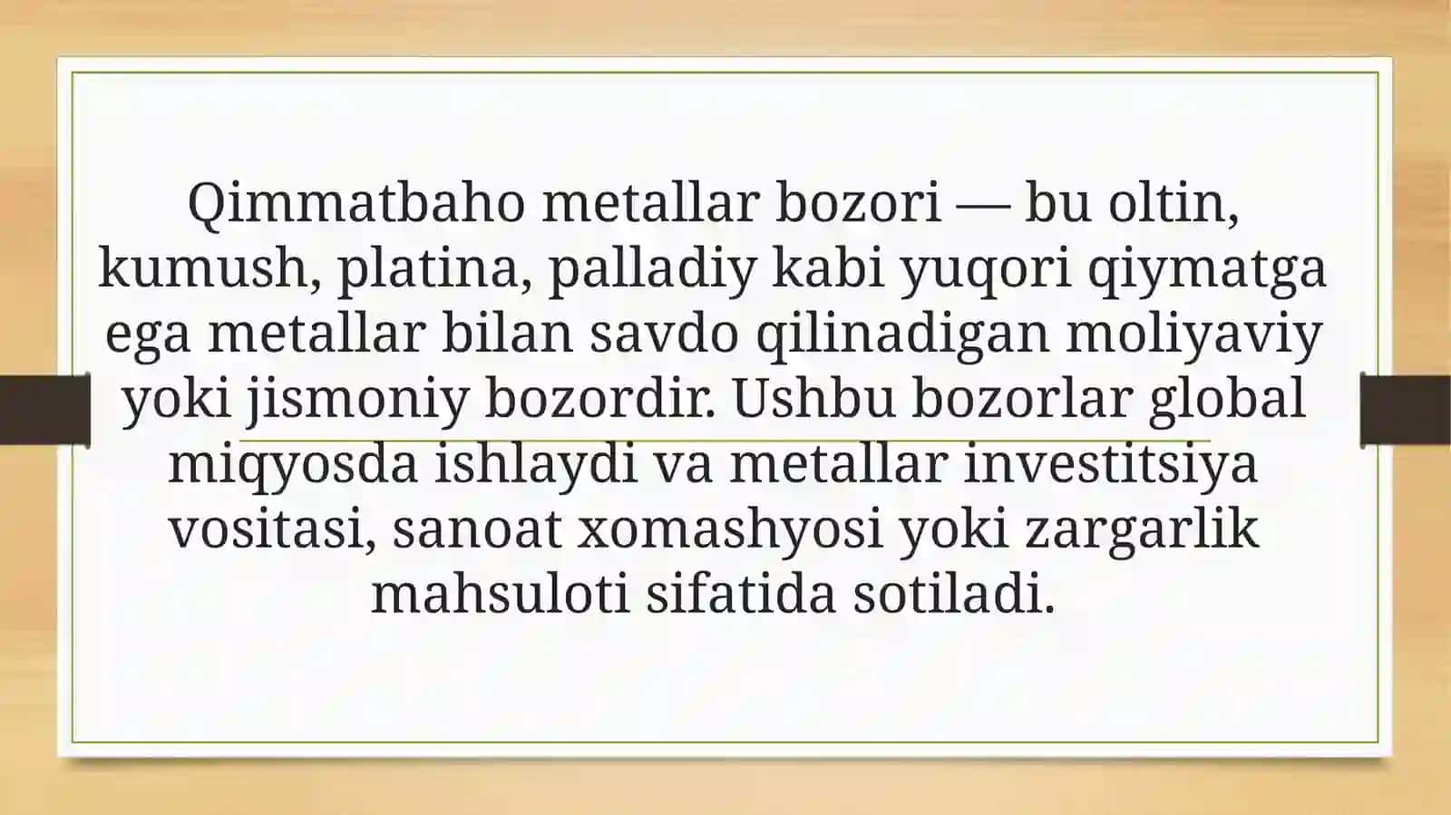 Qimmatbaho metallar bozori 4