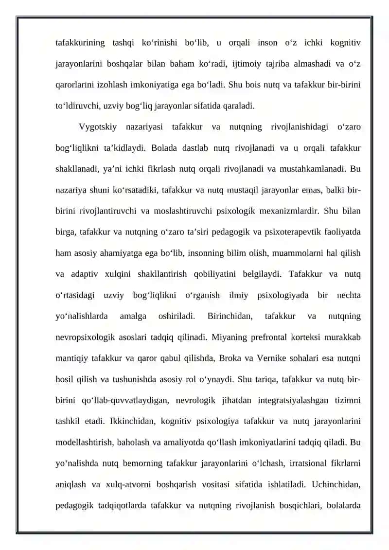 Tafakkur va nutkning o’zaro bog’likligi 4