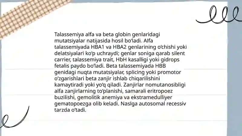 Irsiy anemiyalarning klassifikatsiyasi, rivojlanish mexanizmlari 4