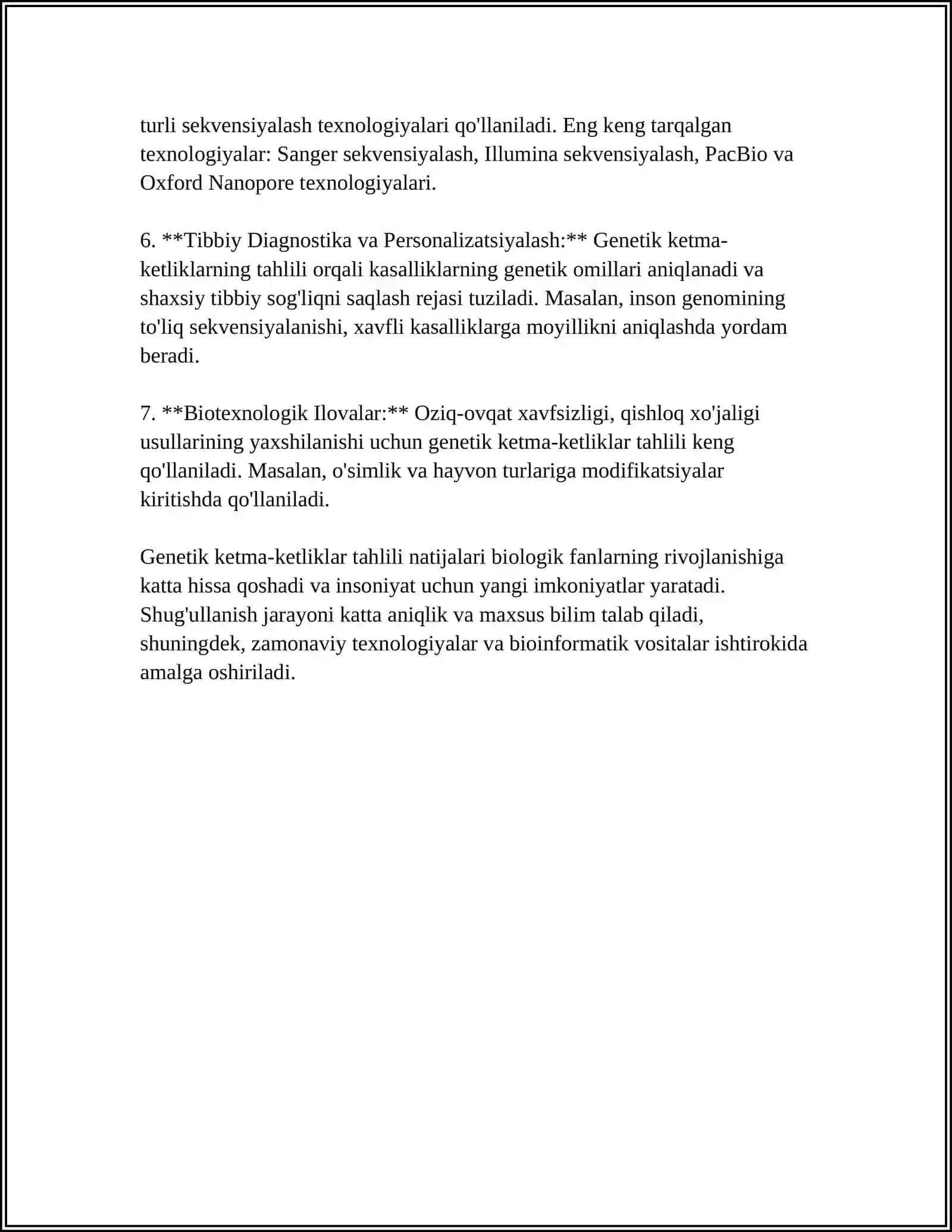 GENETIKADA SONLI KETMA-KETLIKLARNING TATBIQLARI 4