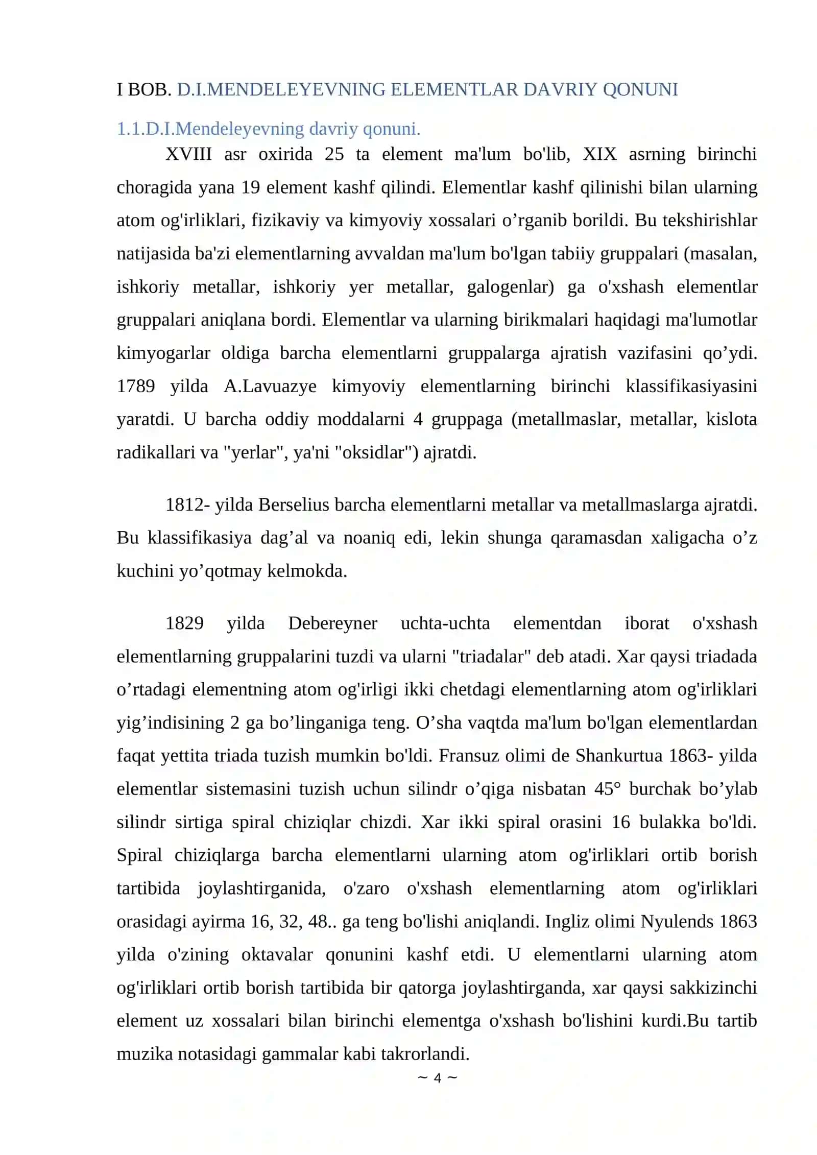 D.I.MENDELEYEVNING ELEMENTLAR DAVRIY QONUNI VA KIMYOVIY ELEMENTLAR DAVRIY SISTEMASI 4