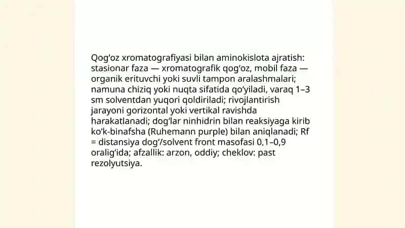 Aminokislotalarni ajratip olish va idintifikatsiyalash usullari 4