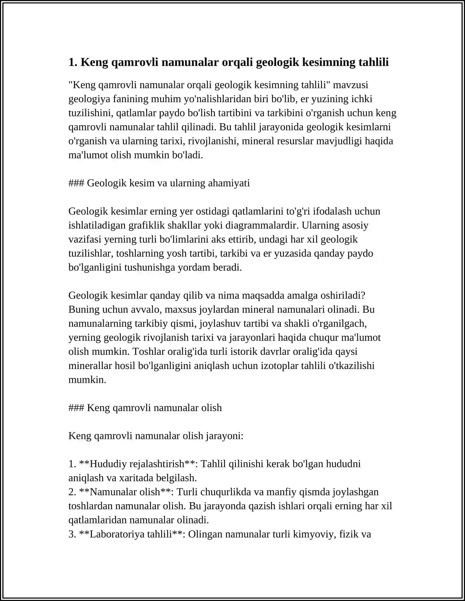 KERN NAMUNALARI ORQALI GEOLOGIK KESIMNI VA KOLLEKTORLIK XOSSALARINI O‘RGANISHDA MA’LUMOTLARNI TALQIN QILISH HAMDA XULOSALAR RASMIYLASHTIRISH 4