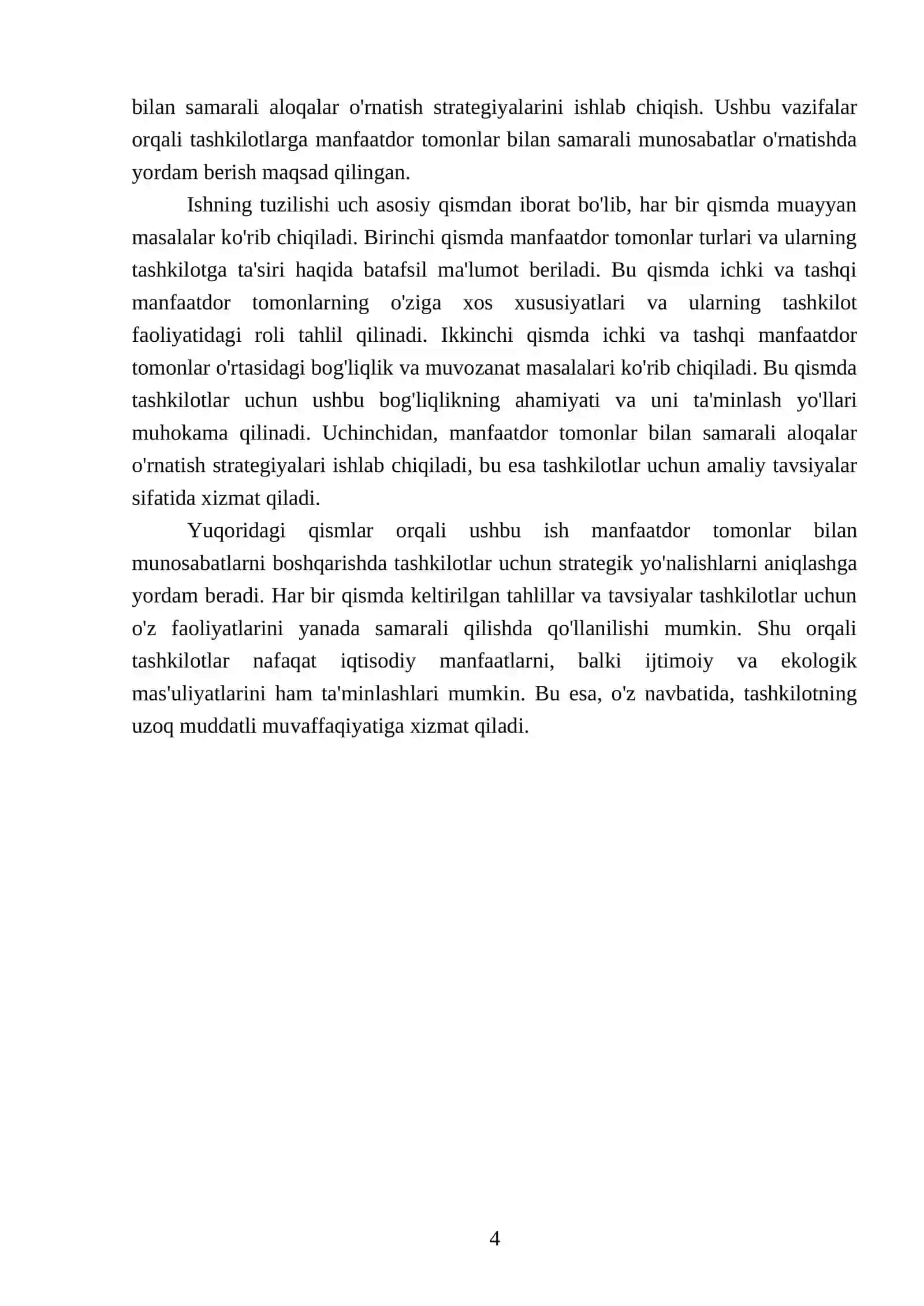 Ichki va tashqi manfaatdor tomonlar manfaatdor tomonlarning bigʻliqligi 4