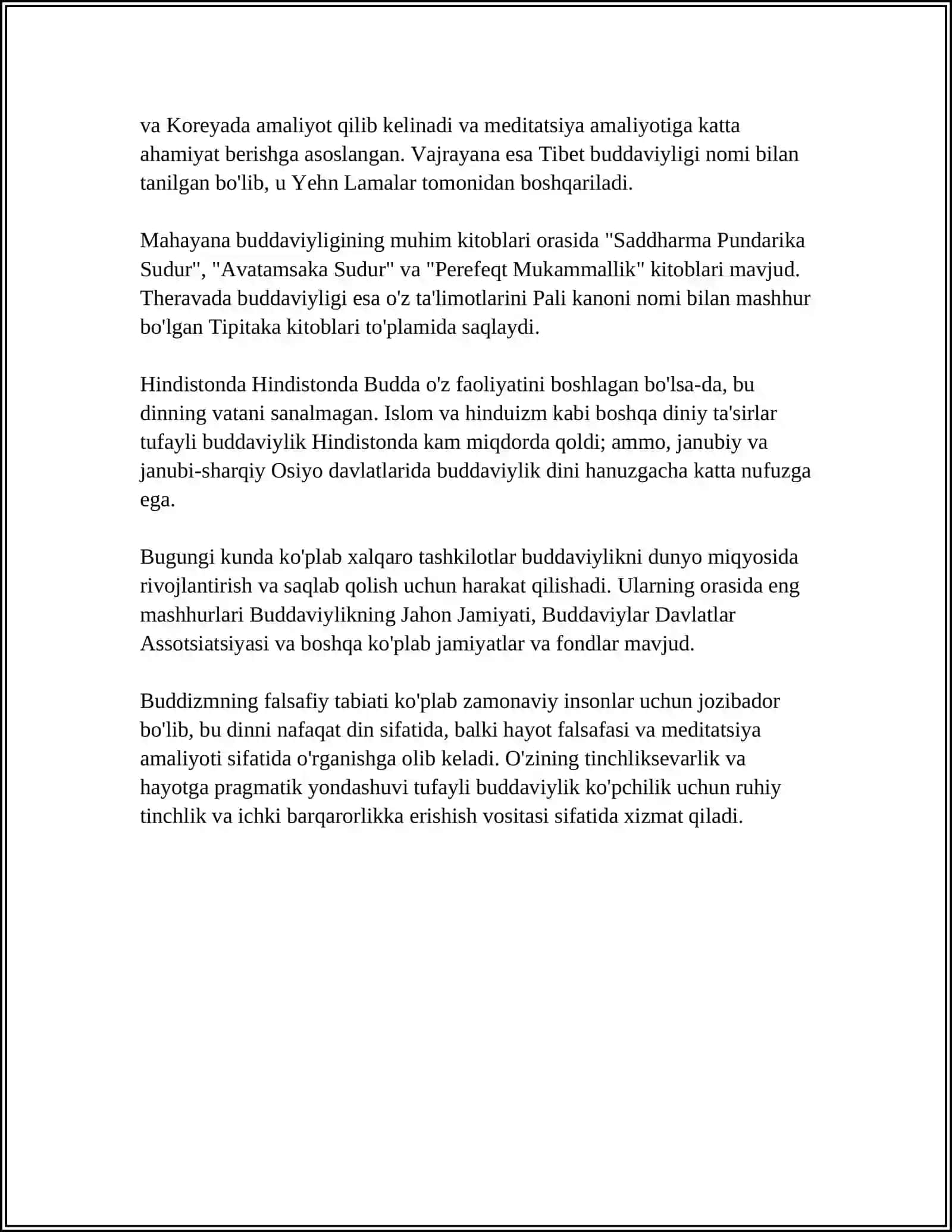 BUDDAVIYLIK DININING PAYDO BO‘LISH TARIXI,ASOSIY TA‘LIMOTLARI,OQIMLARI VA MANBALARI 4